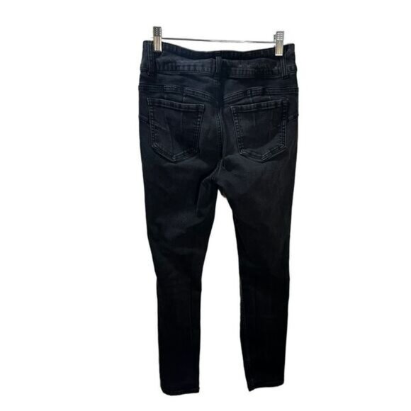 HT‎ Denim Black Destructed Hi-Rise Super Skinny Jeans 7 Juniors - Picture 3 of 8
